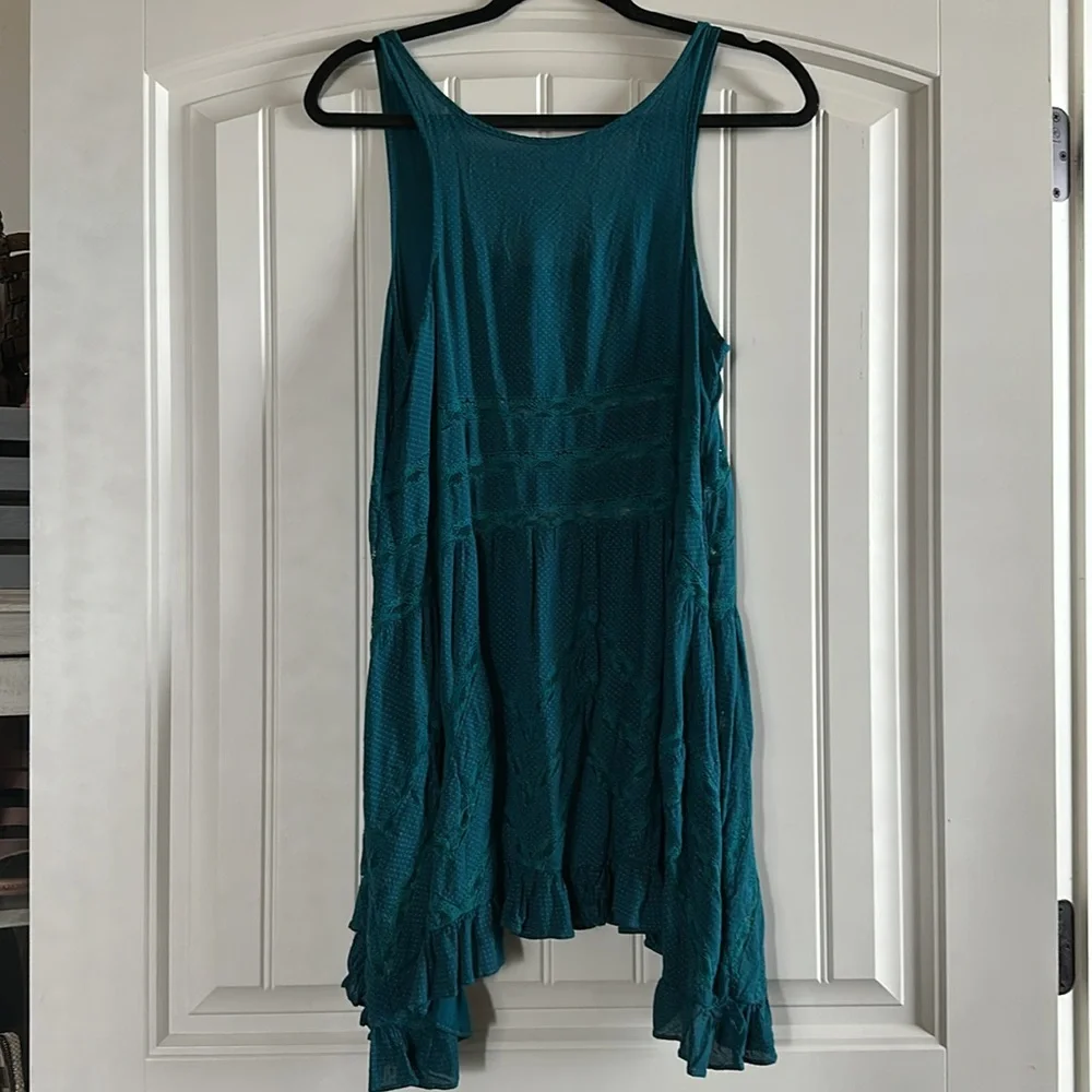 Free people swing lace inset tunic, green combo. - Picture 4 of 5